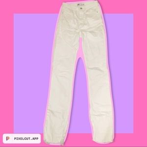 ZARA SLIT SLIM FLARE WHITE JEANS